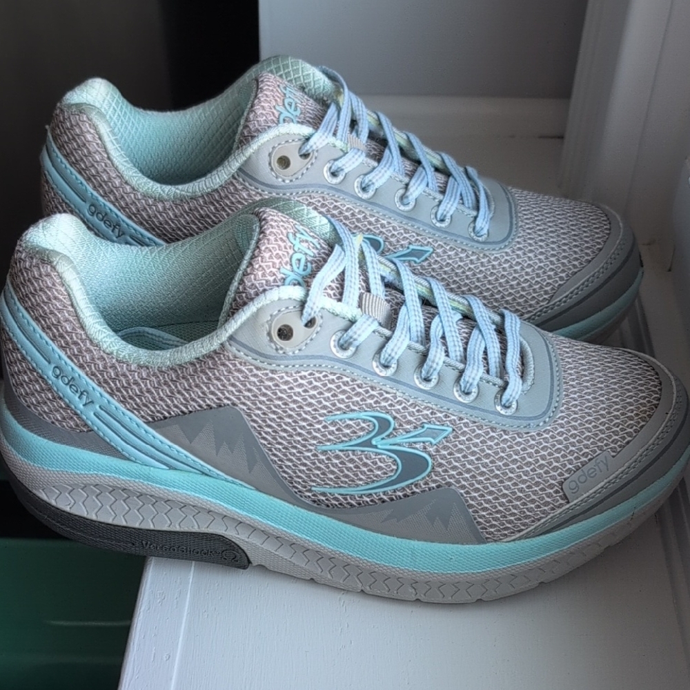 Gdefy Women's Gray and Blue Sneakers